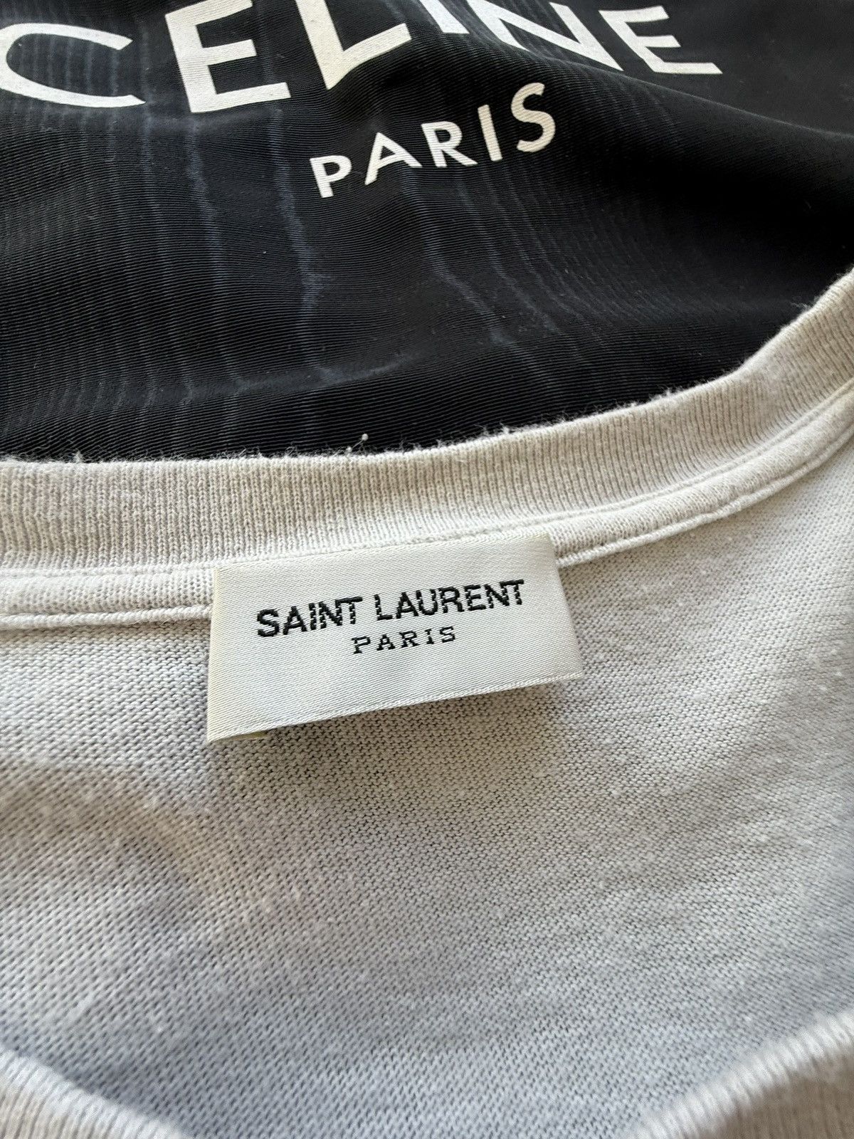 Saint Laurent Paris Saint Laurent Rive Gauche paint splatter logo T shirt XL Size US XL / EU 56 / 4 - 16 Thumbnail