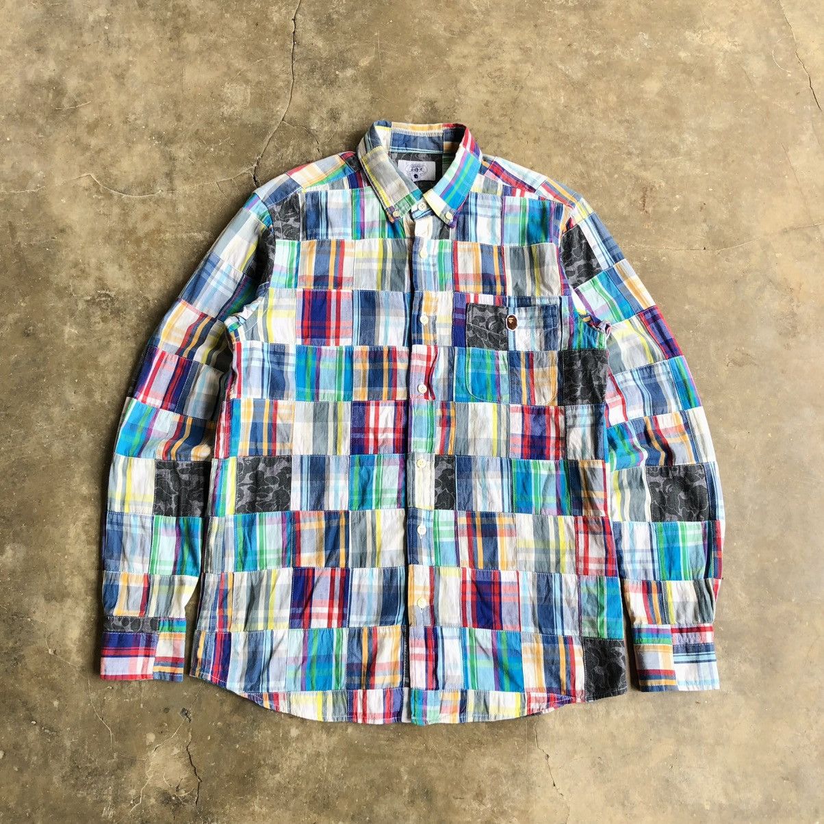 Bape OG Bape A Bathing Ape Camo Patchwork Long Slevee Shirt Size US S / EU 44-46 / 1 - 1 Thumbnail