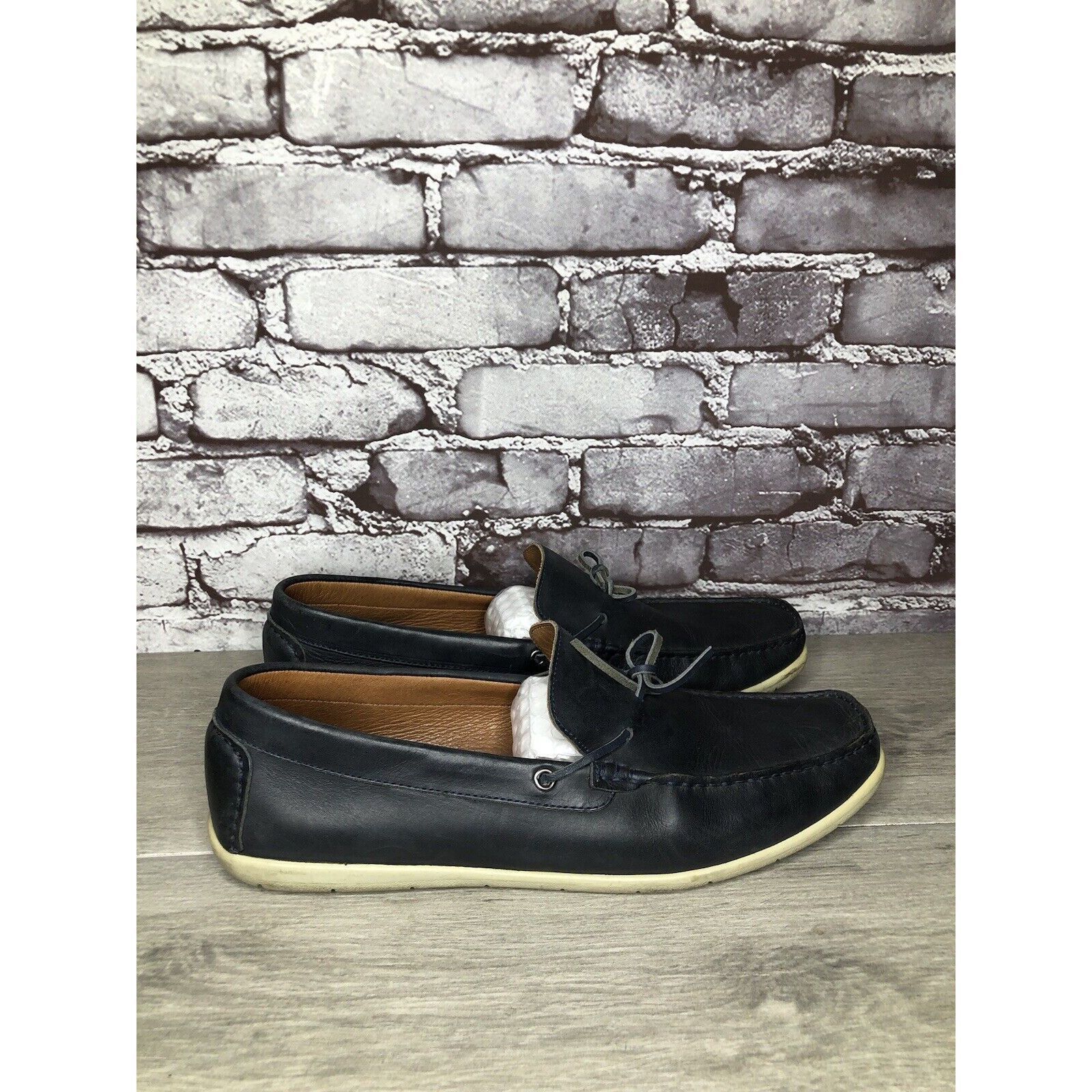 Massimo Matteo MASSIMO MATTEO Navy Blue Leather Casual Moc Driving Loafers Size US 12 / EU 45 - 15 Thumbnail