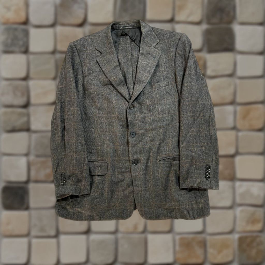 Ermenegildo Zegna Ermenegildo Zegna Blazer Sports Coat Mens 42 Gray Wool Cashmere 2 Piece Tweed Double-Vented Notch Lapel Plaid Regular Single-Breasted Two-Button Size 42R - 1 Thumbnail