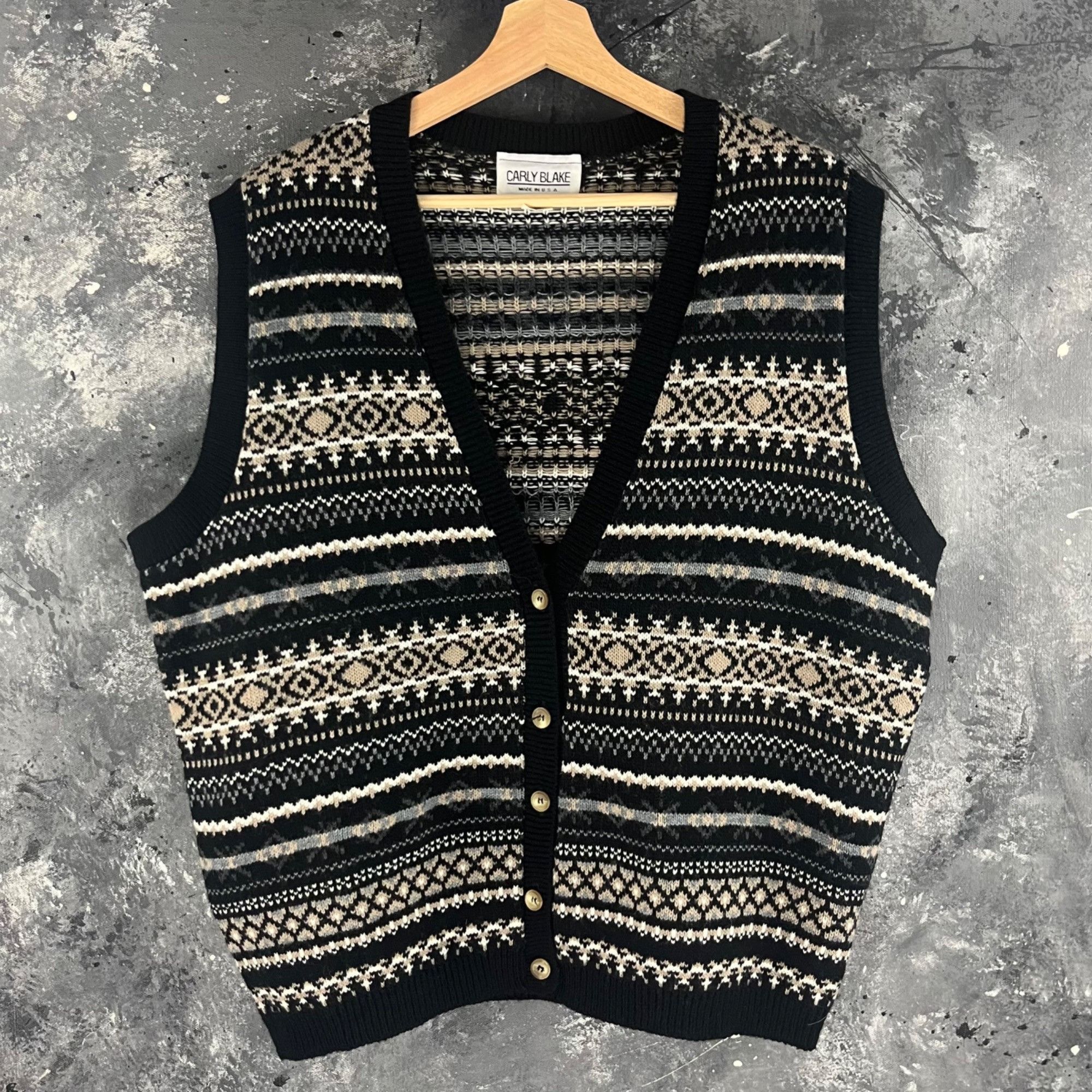 Vintage Vintage 80’s Geometric Stripe vest Size US XXL / EU 58 / 5 - 1 Thumbnail