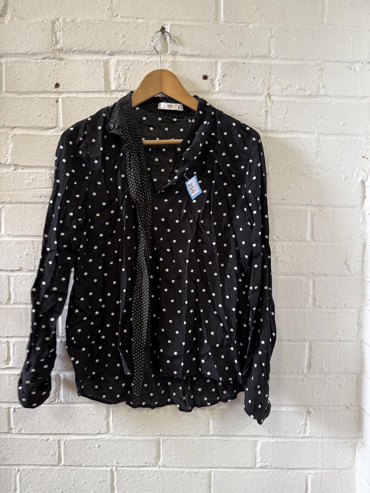 Designer MNG Suit Black Polka Dot Blouse Size S / US 4 / IT 40 - 1 Thumbnail