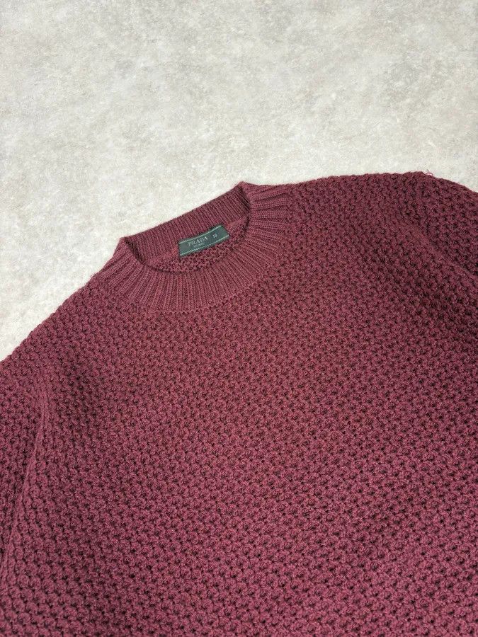 Prada AW2018 Prada Bordeaux Minimalist Waffled Sweater Size US M / EU 48-50 / 2 - 5 Thumbnail
