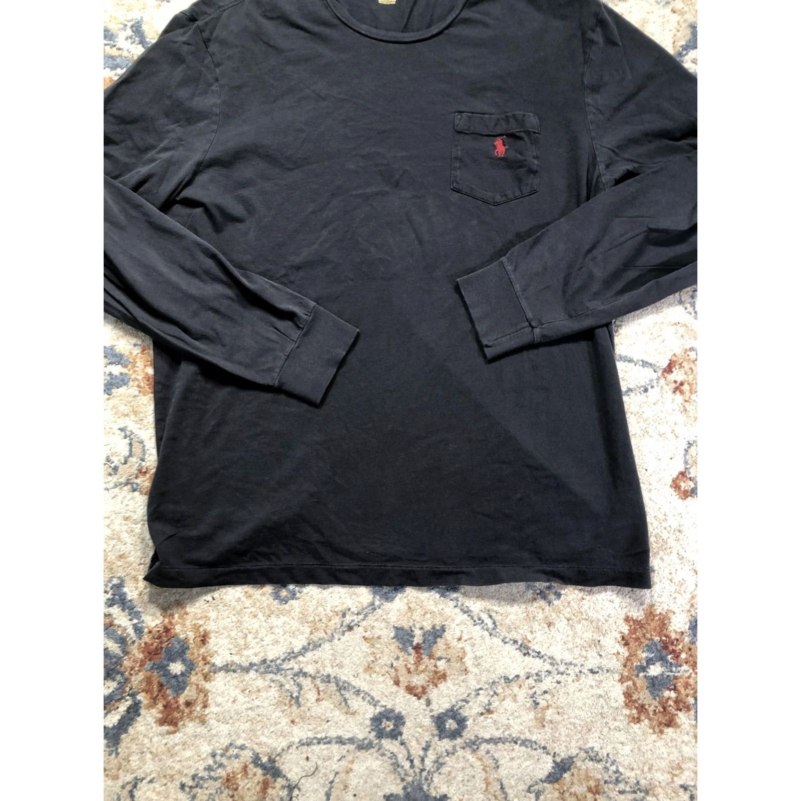 Polo Ralph Lauren Polo Ralph Lauren Shirt Mens XL Black Long Sleeve Pocket Pony Logo Tee Crewneck Size US XL / EU 56 / 4 - 5 Thumbnail