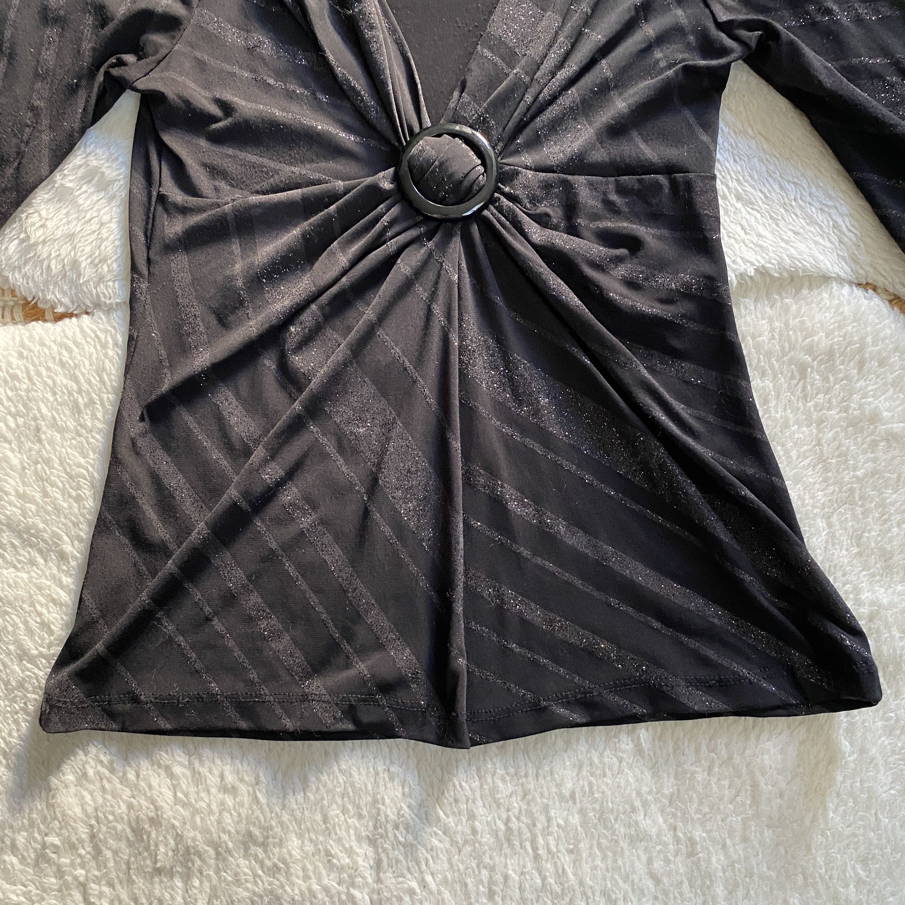 Other Vintage Carrie Allen Women’s Medium Black Glitter Top Size M / US 6-8 / IT 42-44 - 5 Thumbnail