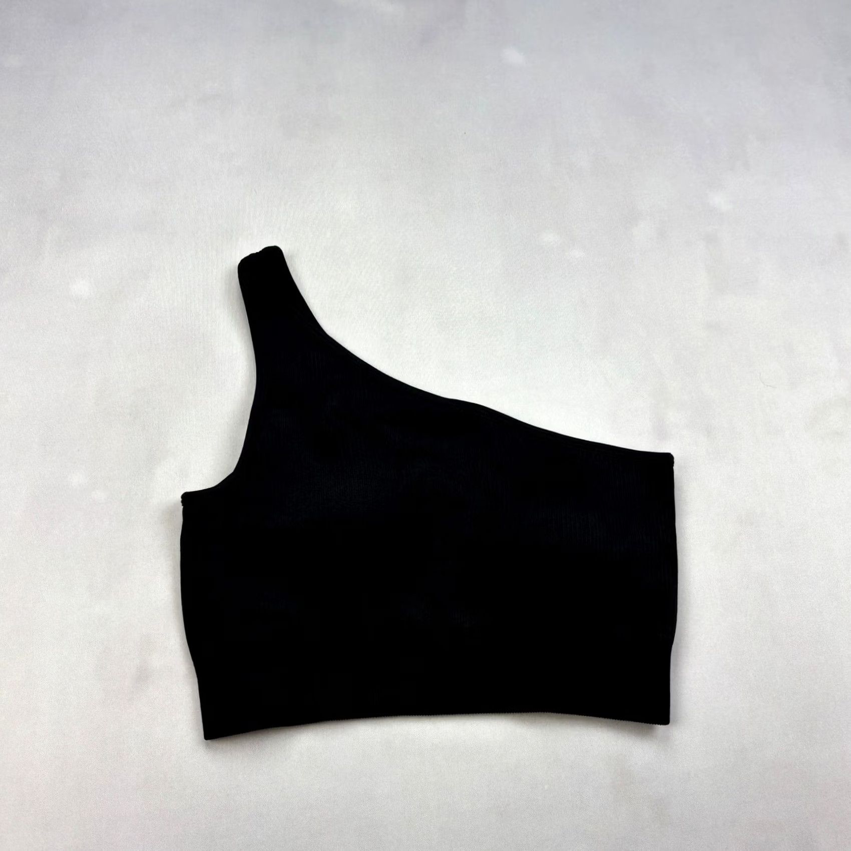 Vintage OQQ Ribbed One Shoulder Tank Top Medium Black Gym Workout Sculpting Yoga Pilates Women Size M / US 6-8 / IT 42-44 - 2 Thumbnail