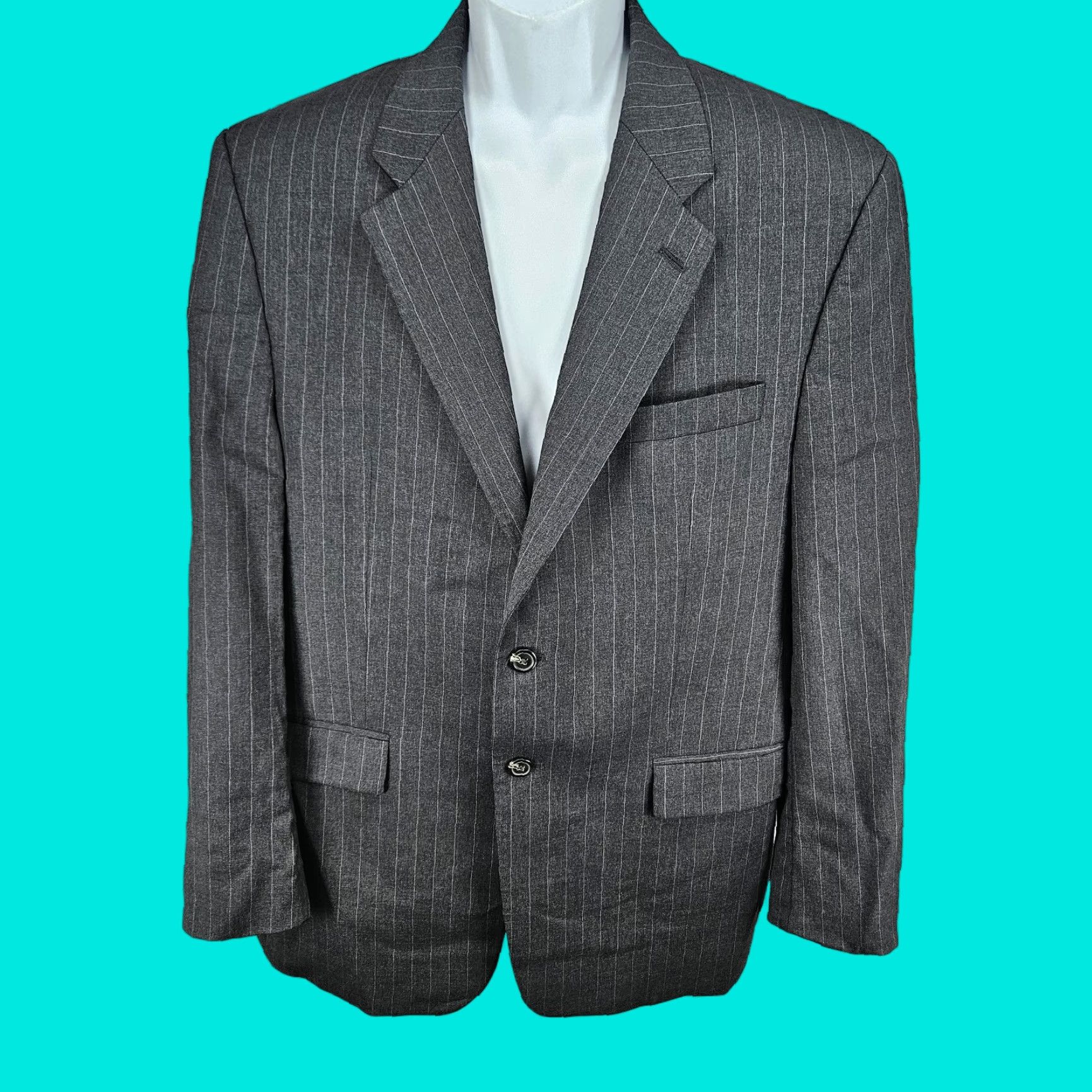 Ralph Lauren VTG Lauren Ralph Lauren Grey Wool 2 Button Notch Blazer Sport Coat 42R Mens European-style Classic Single-Breasted Jacket Size 42R - 1 Thumbnail