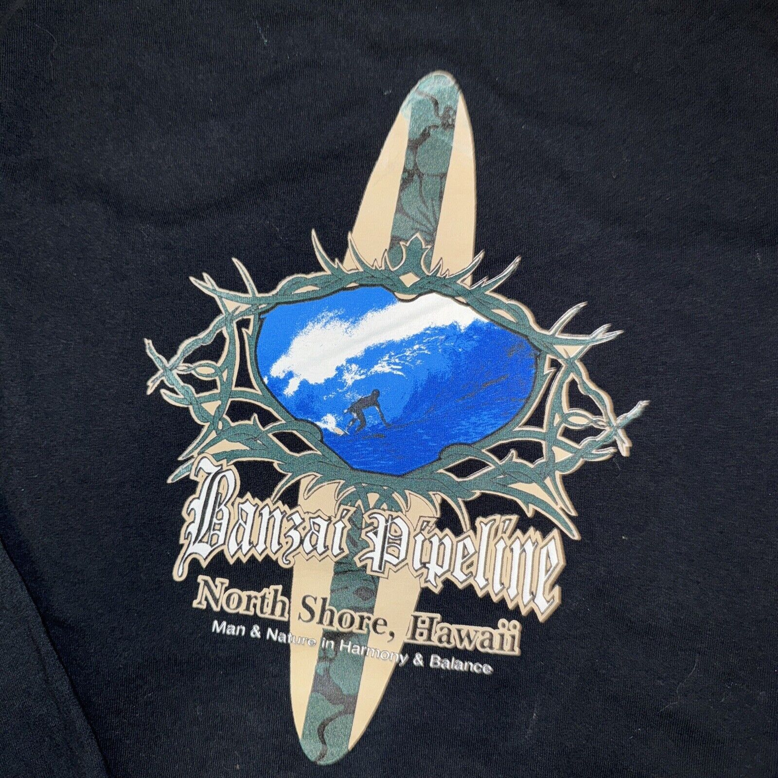 Band Tees × Vintage North Shore Hawaii Long Sleeve Shirt Black Medium 18x22 Size US M / EU 48-50 / 2 - 2 Thumbnail