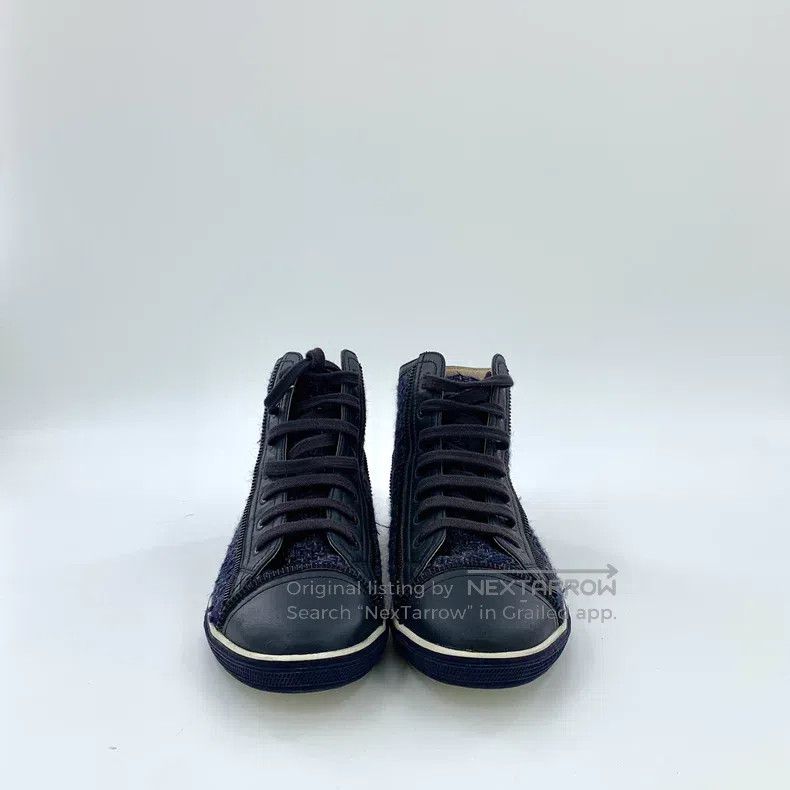 Chanel Chanel Dark blue woven tweed stitching casual high-top sne Size US 8.5 / IT 38.5 - 3 Thumbnail