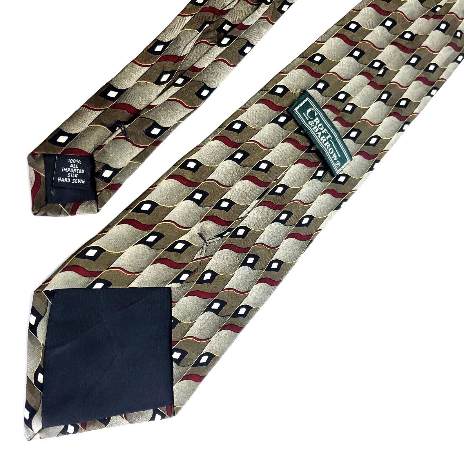 Croft & Barrow Croft Barrow Silk Tie Print Green Geometric Wide Size ONE SIZE - 5 Thumbnail