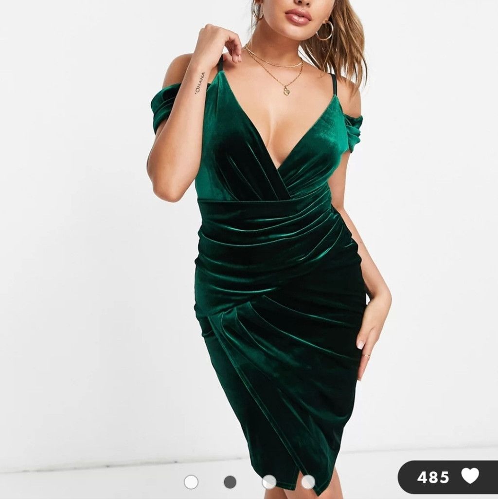 Asos ASOS velvet green dress Size XL / US 12-14 / IT 48-50 - 1 Thumbnail