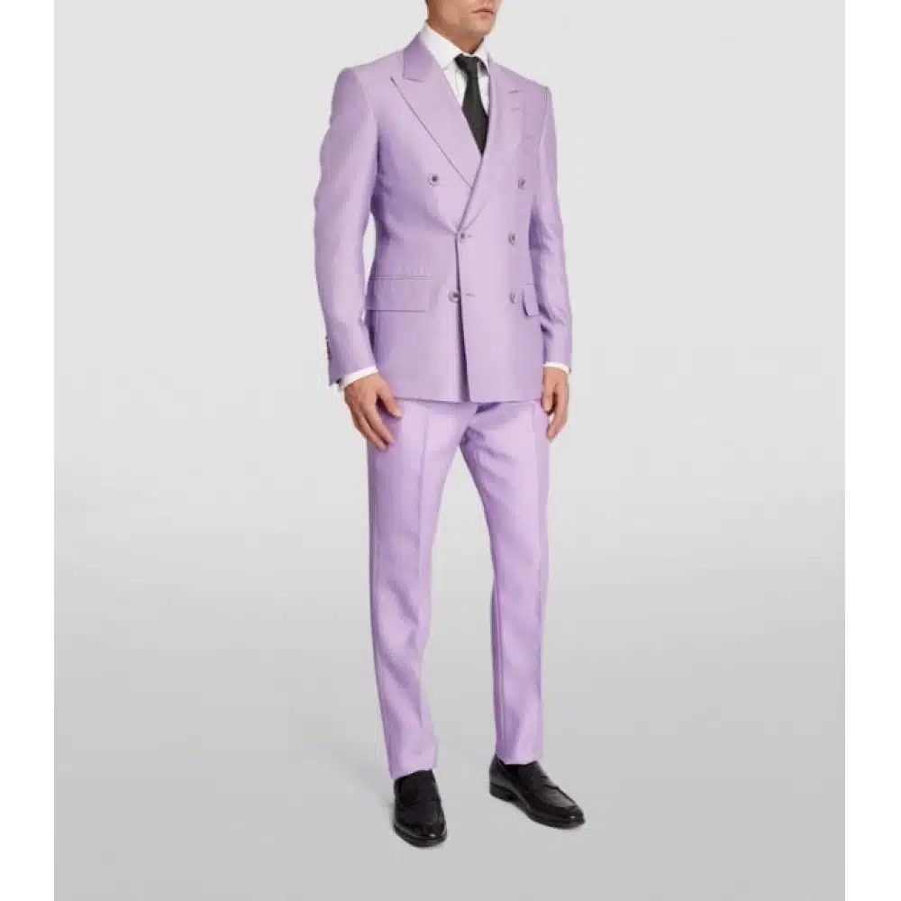 Tom Ford o1loc1c1124 JLBP02 Atticus Double-Breasted Jacket in Lilac Size US M / EU 48-50 / 2 - 2 Thumbnail
