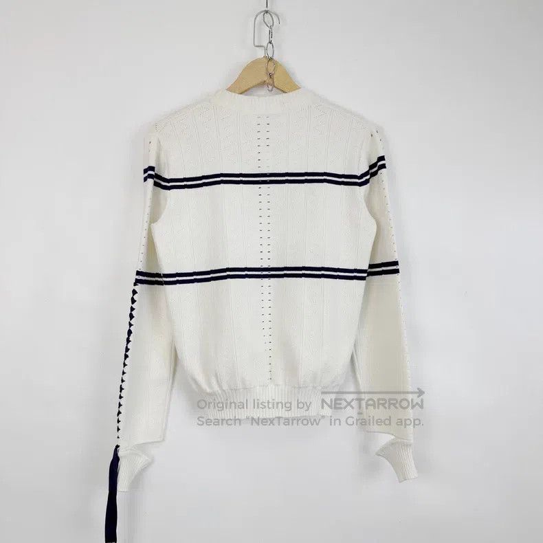 Fendi Fendi White round neck tie bow nautical style sweater Size S / US 4 / IT 40 - 2 Thumbnail