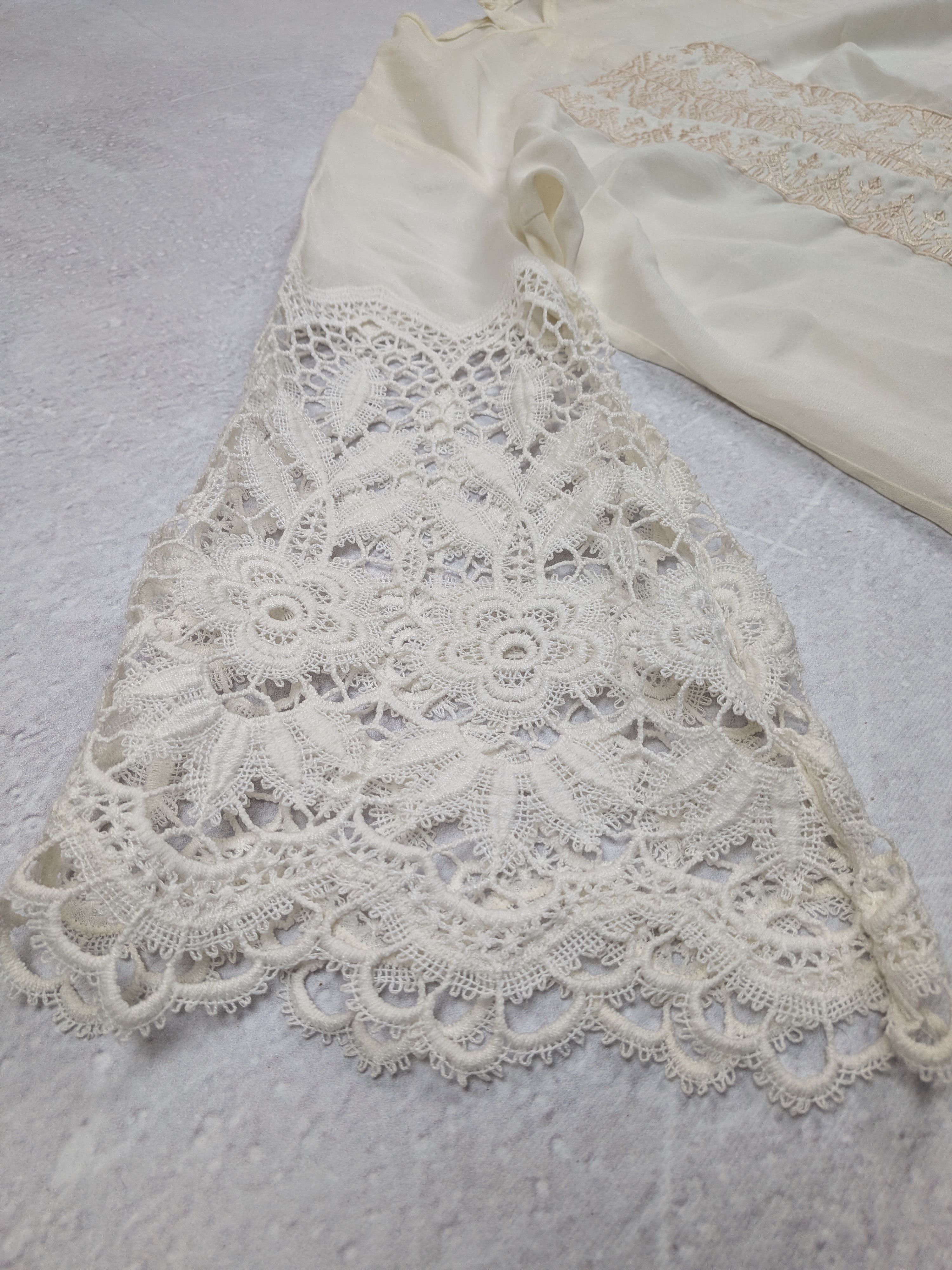 Other Handmade Vintage Silk & Guipure Lace Blouse Boho Size L XL Size L / US 10 / IT 46 - 6 Thumbnail