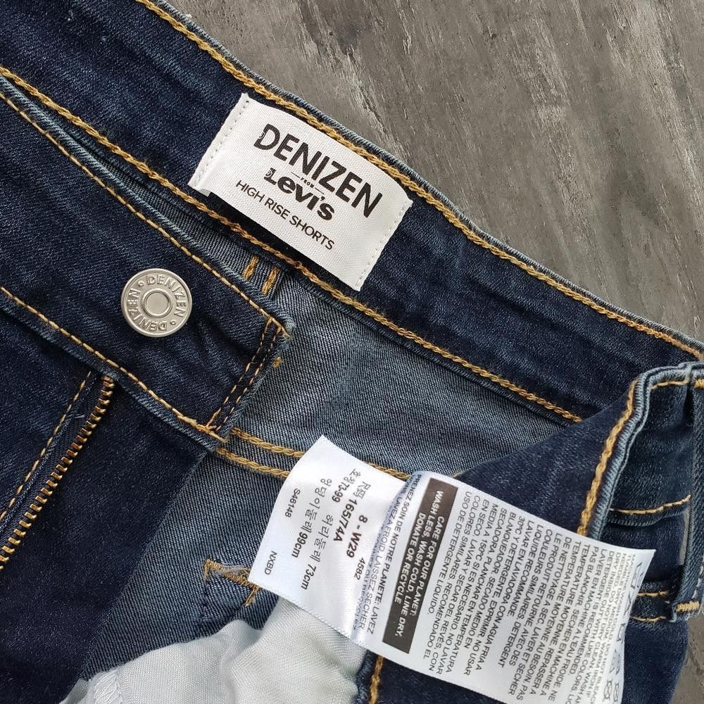Designer Dark Denim LEVI High Waisted Short Size 30" / US 8 / IT 44 - 3 Thumbnail