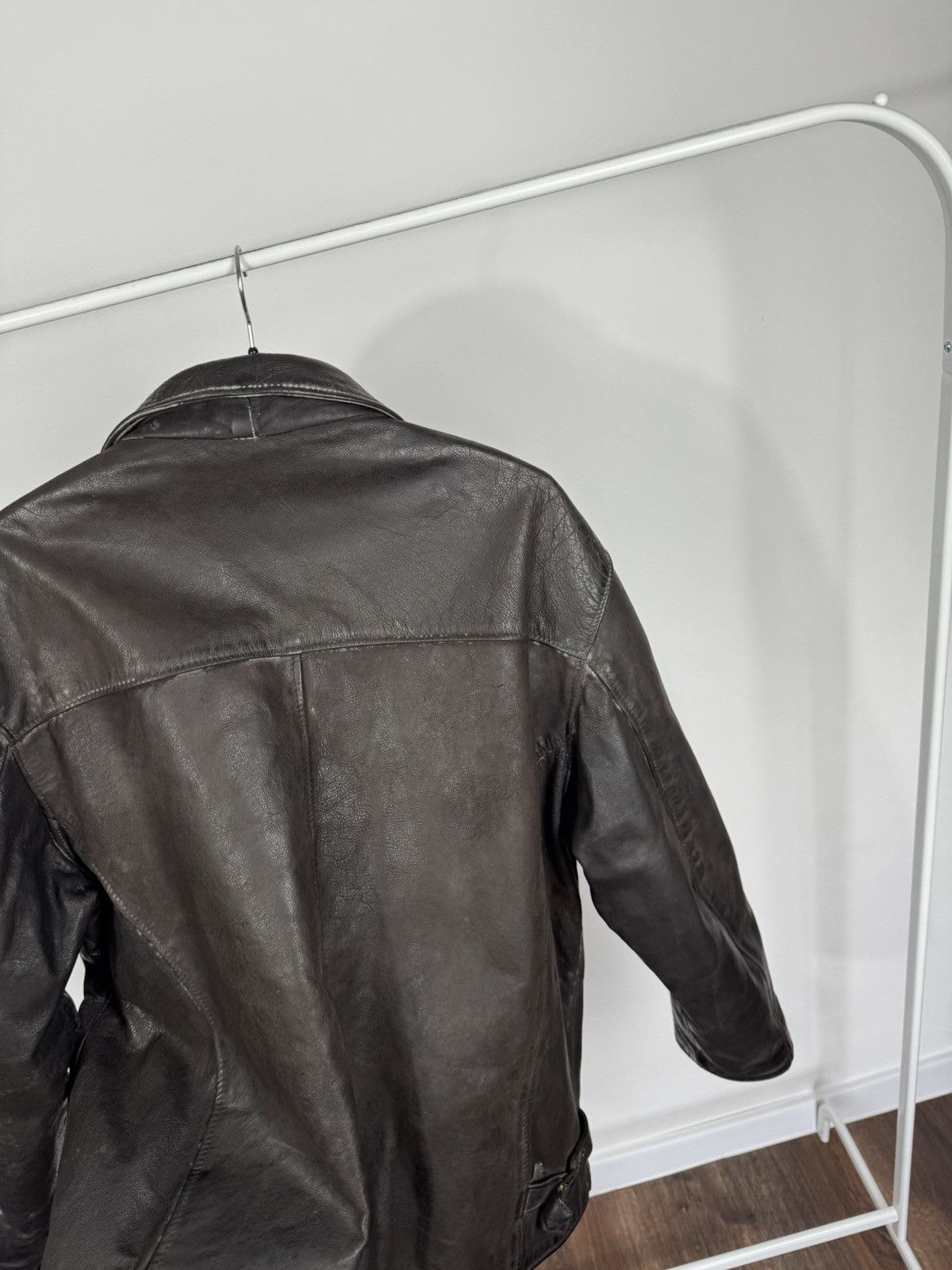 Leather Vintage Heavy Distressed Leather Jacket Brown Zip Biker Men Size US XL / EU 56 / 4 - 17 Thumbnail