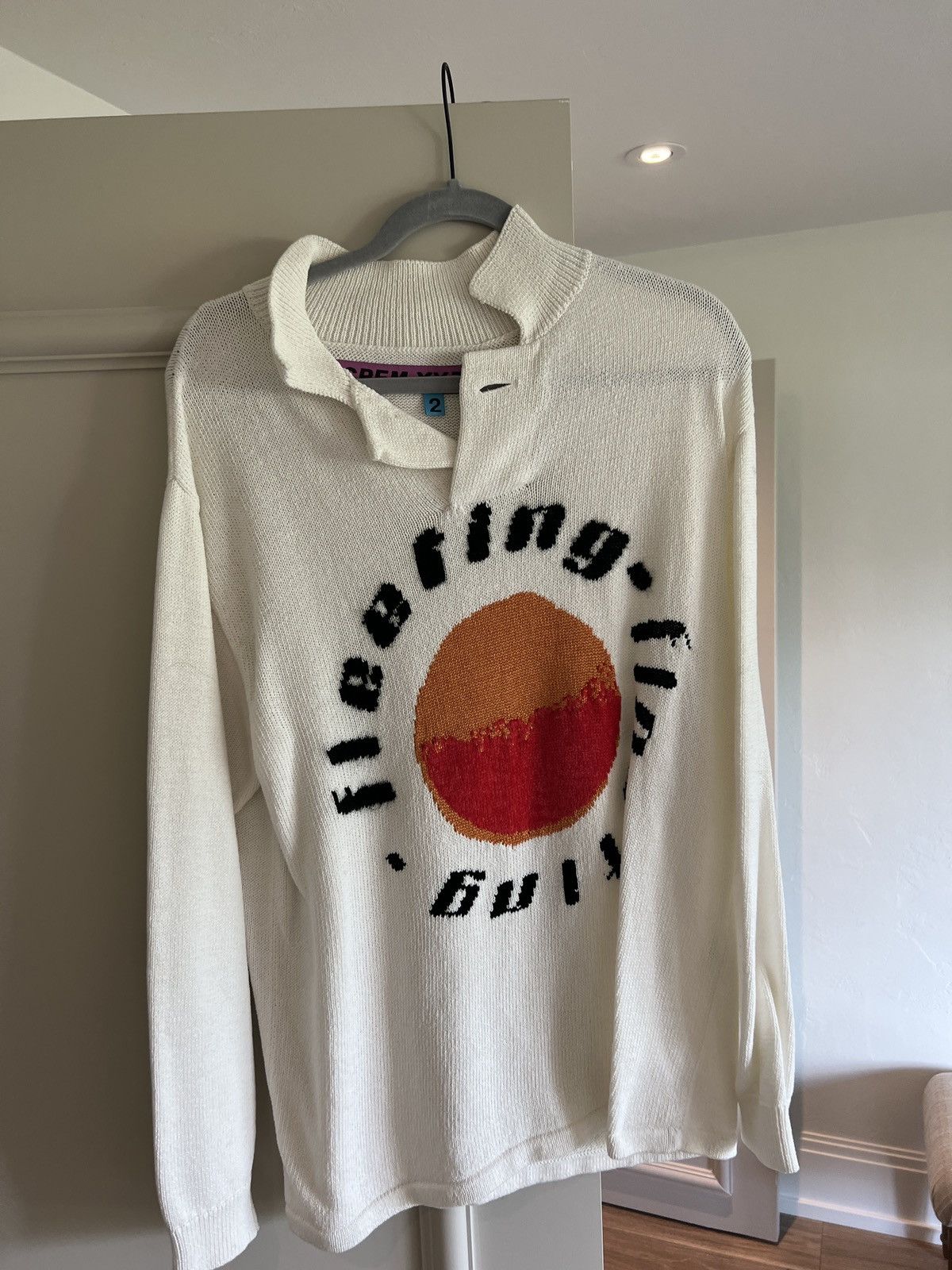 image of Cactus Plant Flea Market x Nigo Fleeting Floating Sun Polo Sweater in Cream, Men's (Size Medium)