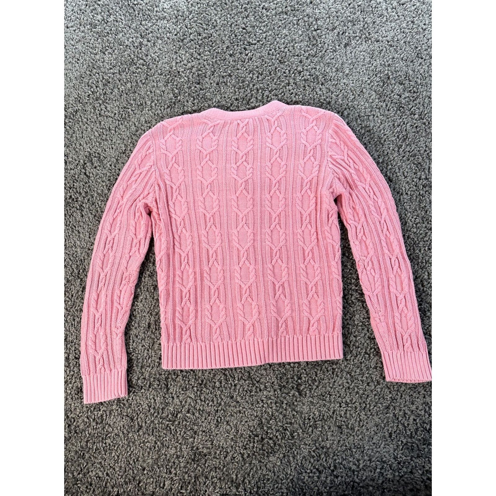 Talbots VINTAGE Talbots Cardigan Sweater Womens Small Cotton Pink 90s Chunky-Knit V-Neck Cardigan Womens S Pink 90s Mens? Size S / US 4 / IT 40 - 5 Thumbnail