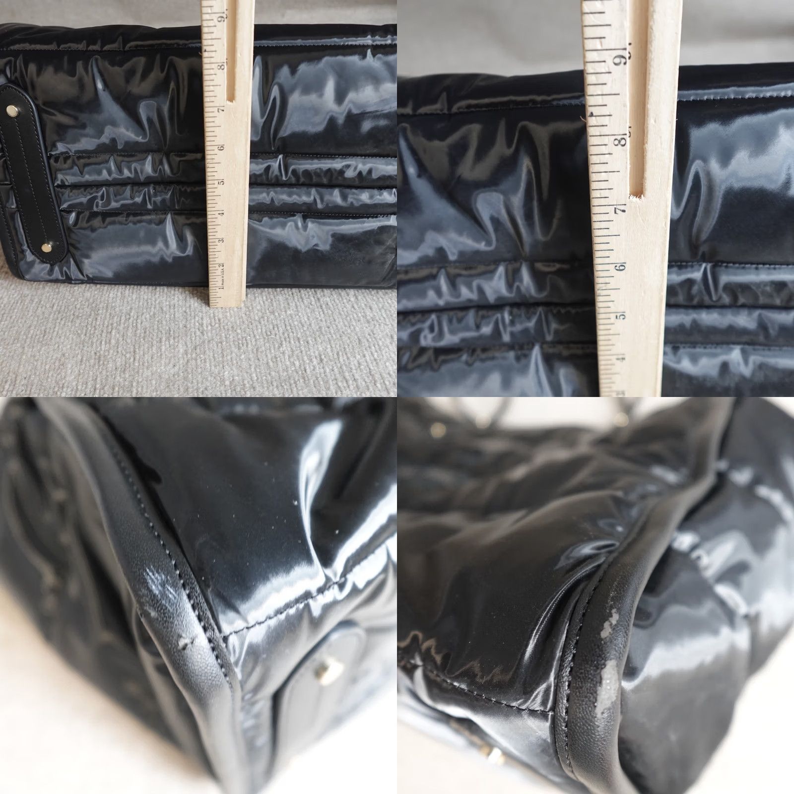 Vintage kate spade new york Tote Black Ella Puffy Fabric Large Nylon Leather Double Handles Women Size ONE SIZE - 10 Thumbnail