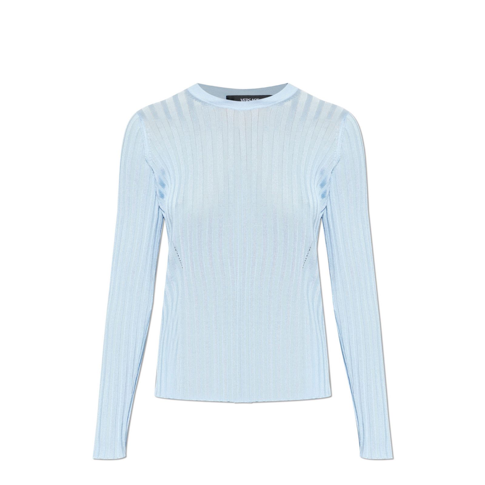 Versace VERSACE Blue Viscose Ribbed Long Sleeve Top New & Authentic Size XS / US 0-2 / IT 36-38 - 1 Preview