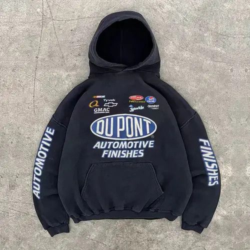Japanese Brand Hoodie Black washed vintage motorcycle print hoodie y2k Size US M / EU 48-50 / 2 - 1 Thumbnail