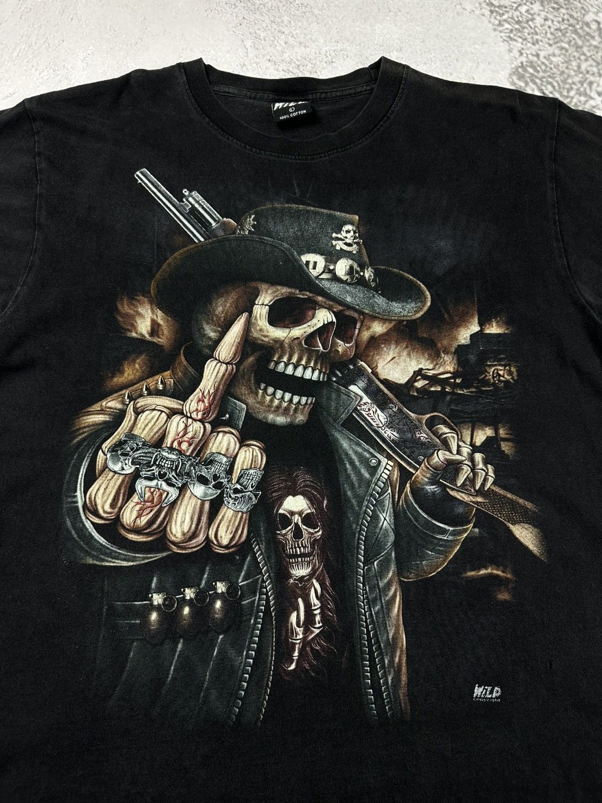 Other WILD Vintage Biker Skeleton Rock T Shirt Flame Size US L / EU 52-54 / 3 - 2 Thumbnail