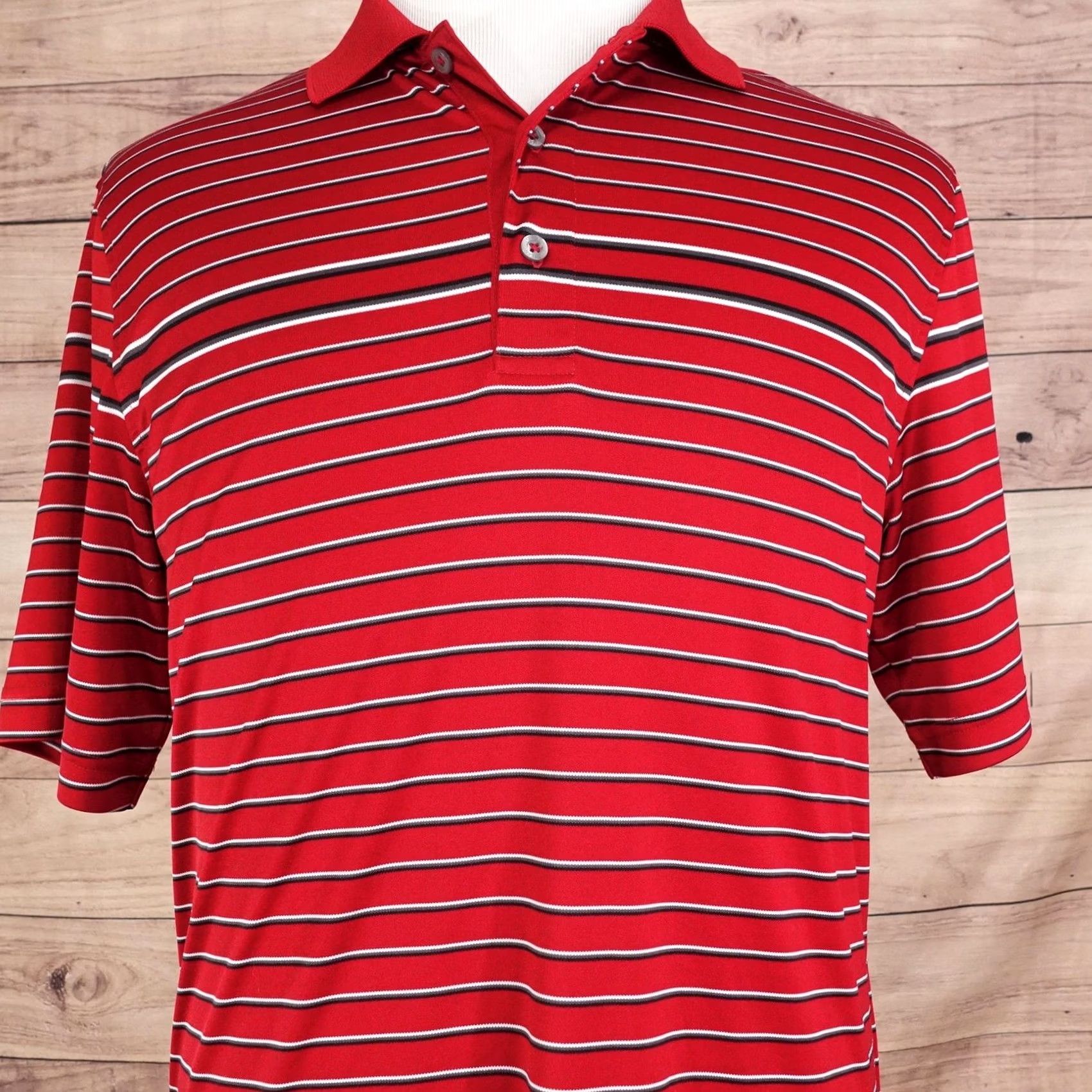 Vintage Greg Norman Polo Shirt Mens M Red Striped PlayDry Golf Performance Polo Shirt Size US M / EU 48-50 / 2 - 2 Thumbnail
