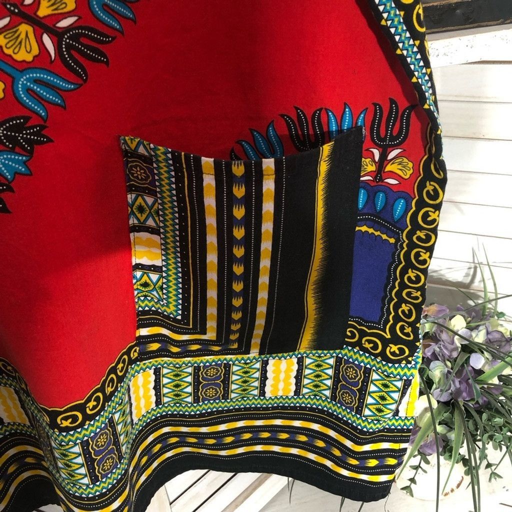 Vintage 70s hippie batik paisley red black green cotton tunic sz L Size US L / EU 52-54 / 3 - 7 Thumbnail