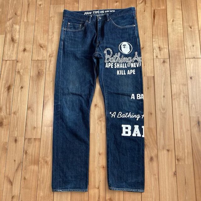 Bape BAPE MIX LOGO Denim Pants a bathing ape NIGO ★size XL Size US 36 / EU 52 - 1 Thumbnail