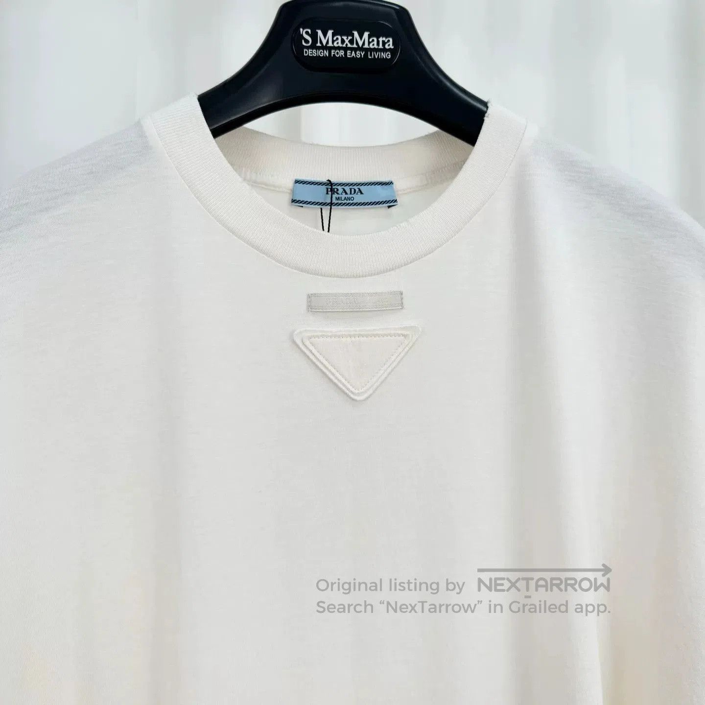 Prada Prada White Distressed Neck Triangle Logo Shirt. Size XS / US 0-2 / IT 36-38 - 3 Thumbnail