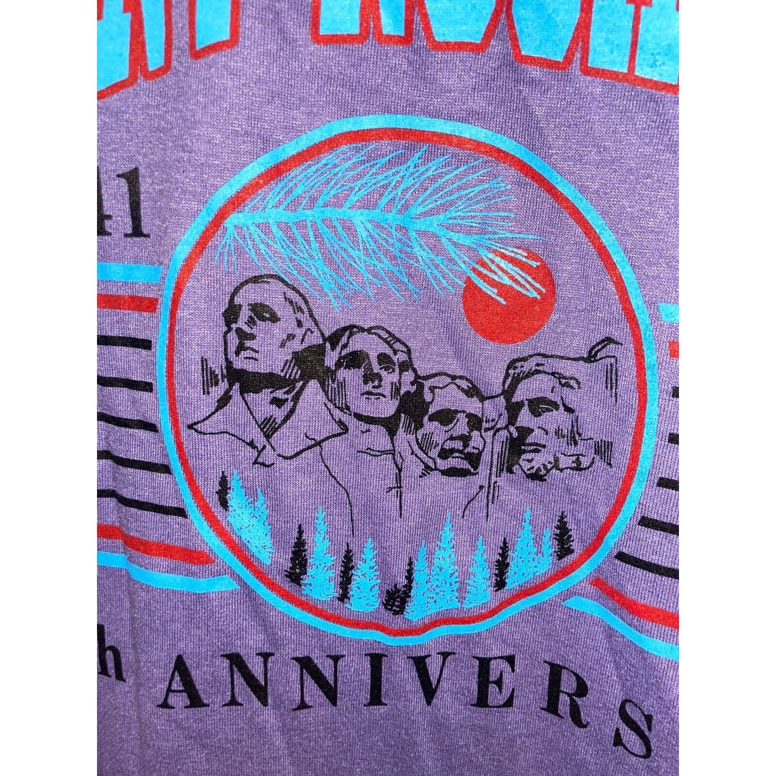 Jerzees Vintage Mount Rushmore Shirt Purple Graphic Tee 90s VTG L Size US L / EU 52-54 / 3 - 5 Thumbnail