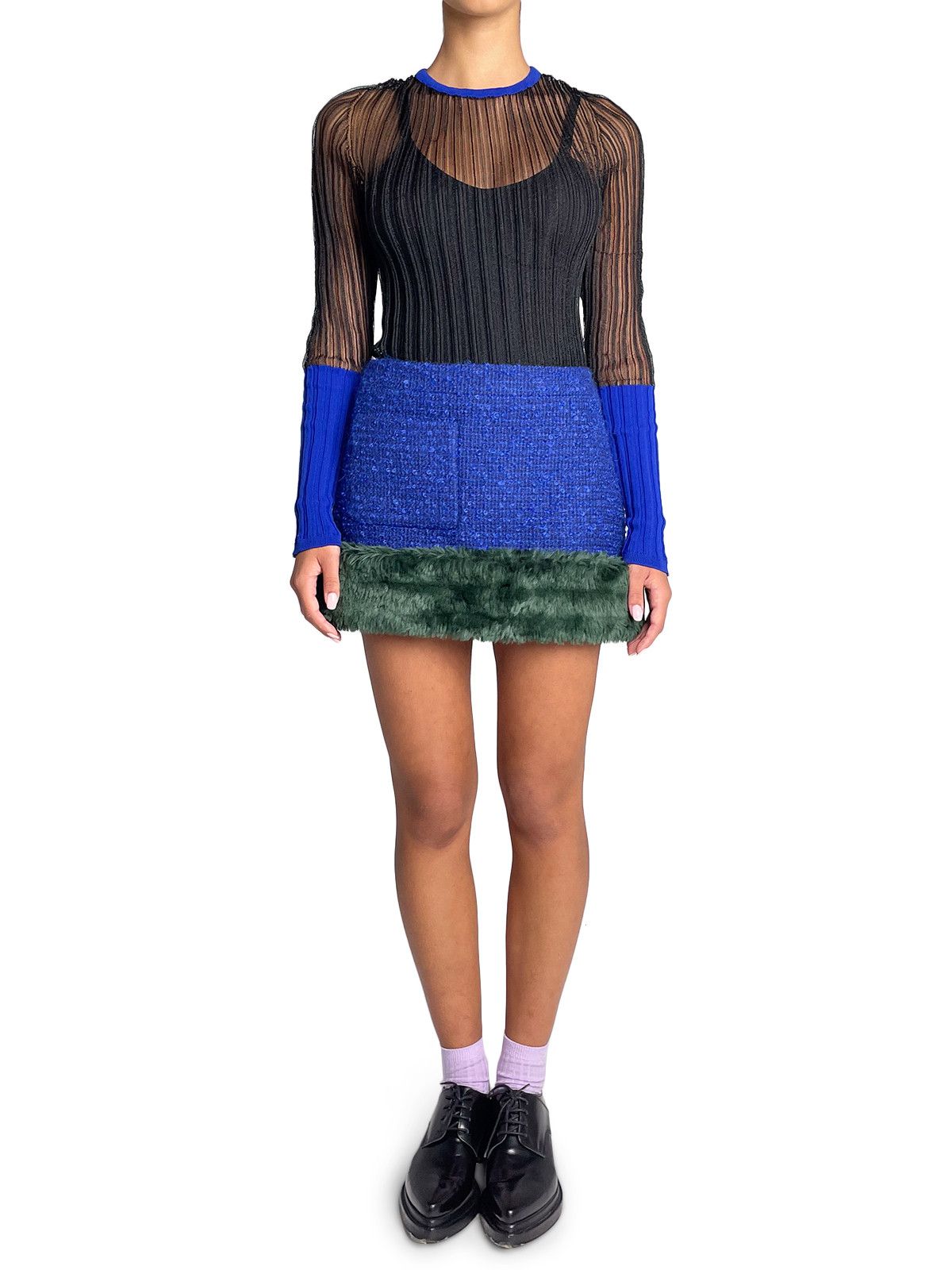 Saint Laurent Paris o1y0126 Mini Skirt in Blue/Green Size 27" / US 4 / IT 40 - 1 Thumbnail