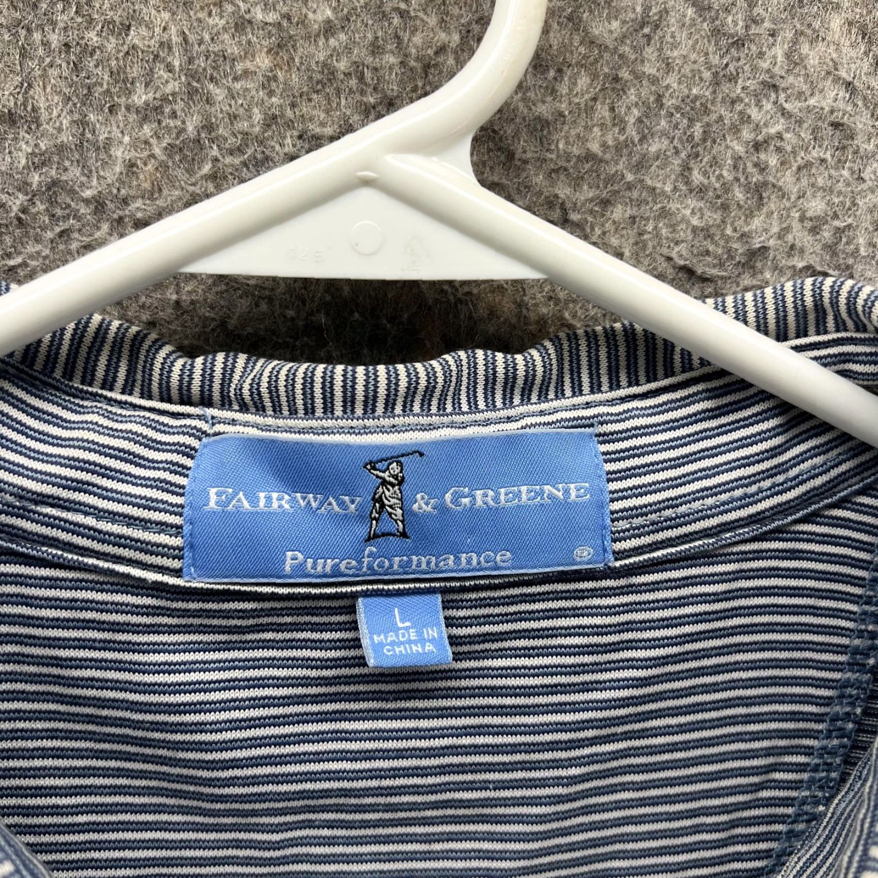 Vintage Fairway & Greene Polo Shirt Mens L Blue Stripe Pureformance Golf Shirt Size US L / EU 52-54 / 3 - 2 Thumbnail