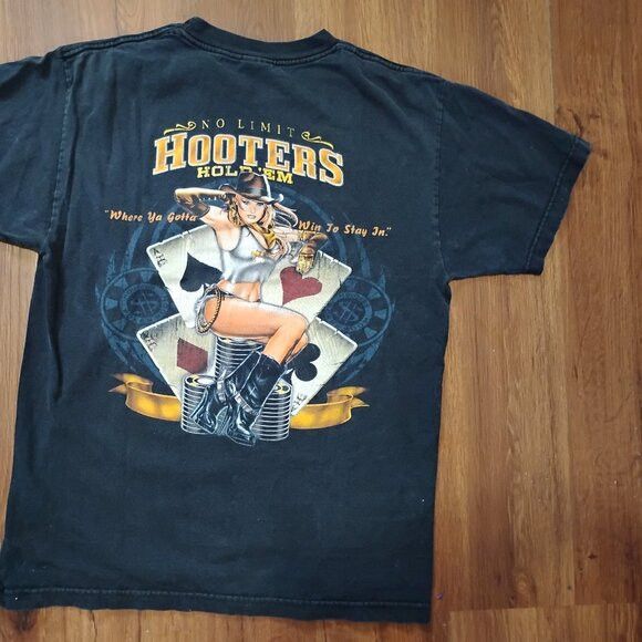 AAA Vintage Hooters Las Vegas No Limit Hold 'Em Poker T-Shirt Size M / US 6-8 / IT 42-44 - 7 Thumbnail