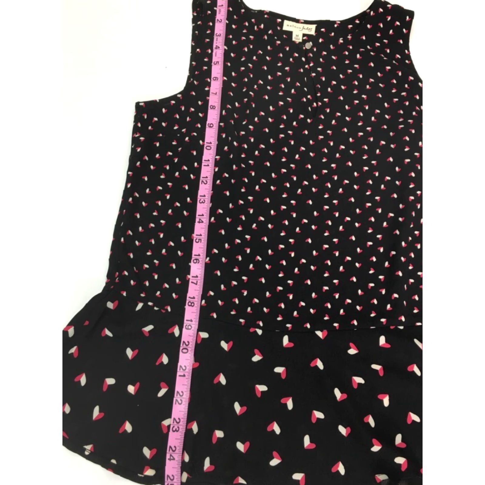 Pinko Maison Jules Blouse Women M Sleeveless Black Pink Hearts Keyhole Crew Neck Casual Shirt Size M / US 6-8 / IT 42-44 - 7 Thumbnail