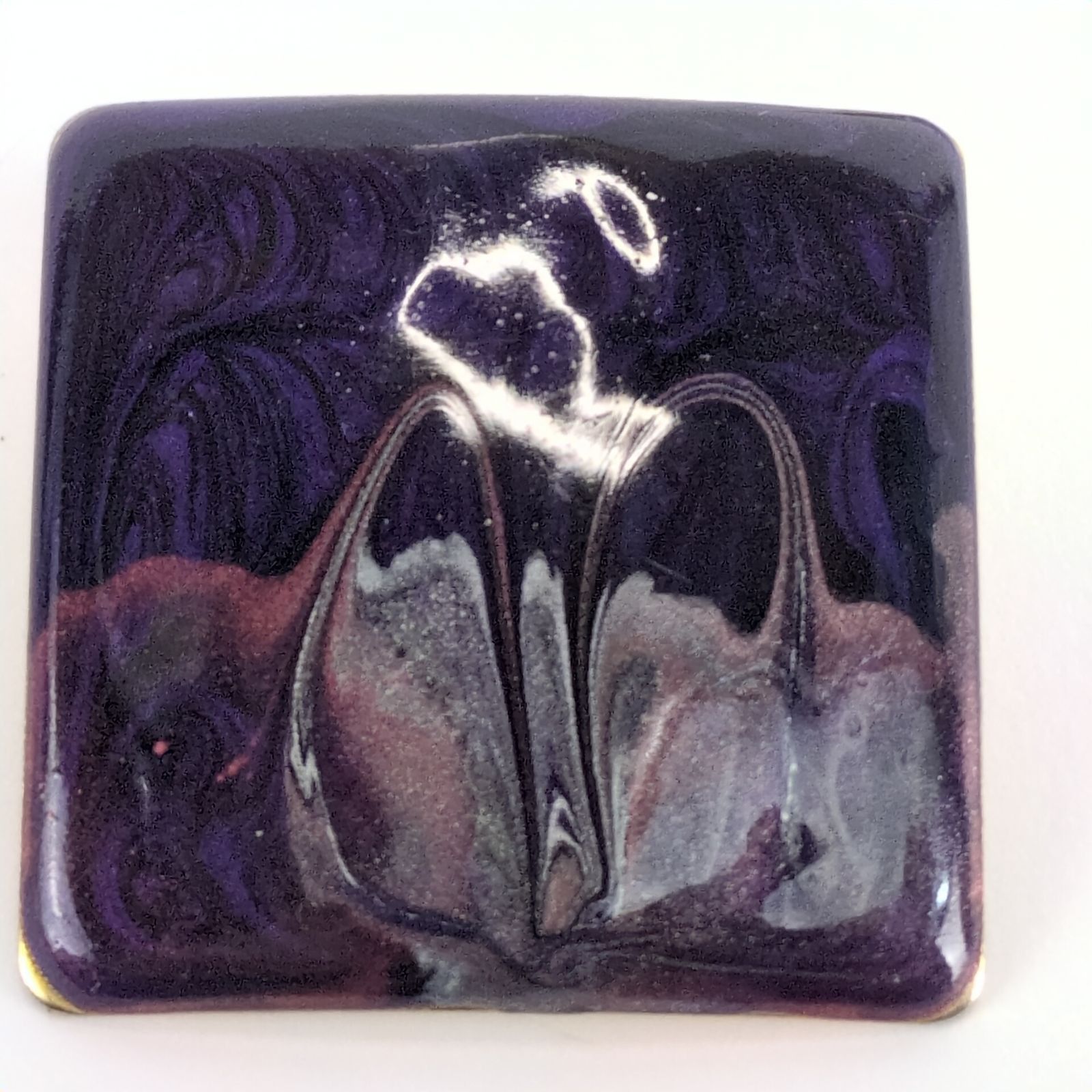 Vintage 1980s Purple Shimmer Swirl Enamel Square Stud Earrings Size ONE SIZE - 2 Thumbnail