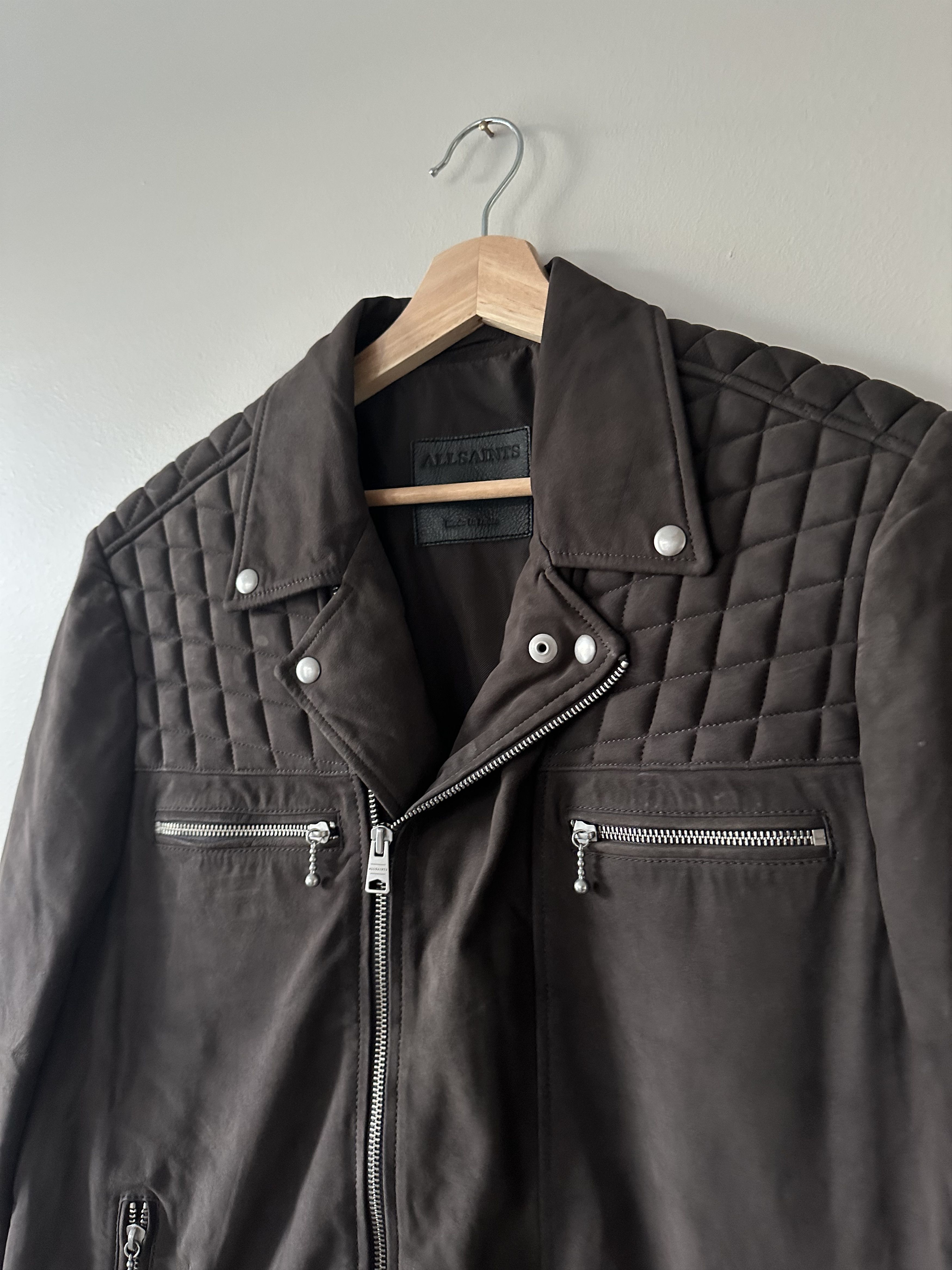 Allsaints AllSaints Kenji Suede Leather Biker Jacket, Lamb Leather Size US XXL / EU 58 / 5 - 2 Thumbnail
