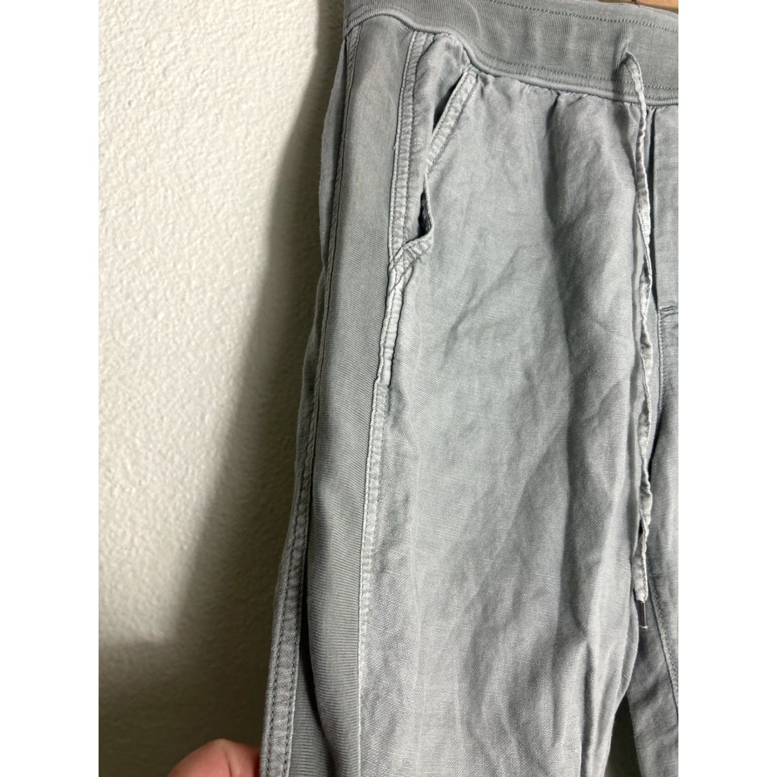 Gap VINTAGE Gap Womens Small Sage Green Linen Blend Ankle Joggers 28x26 Drawstring Size 28" / US 6 / IT 42 - 7 Thumbnail