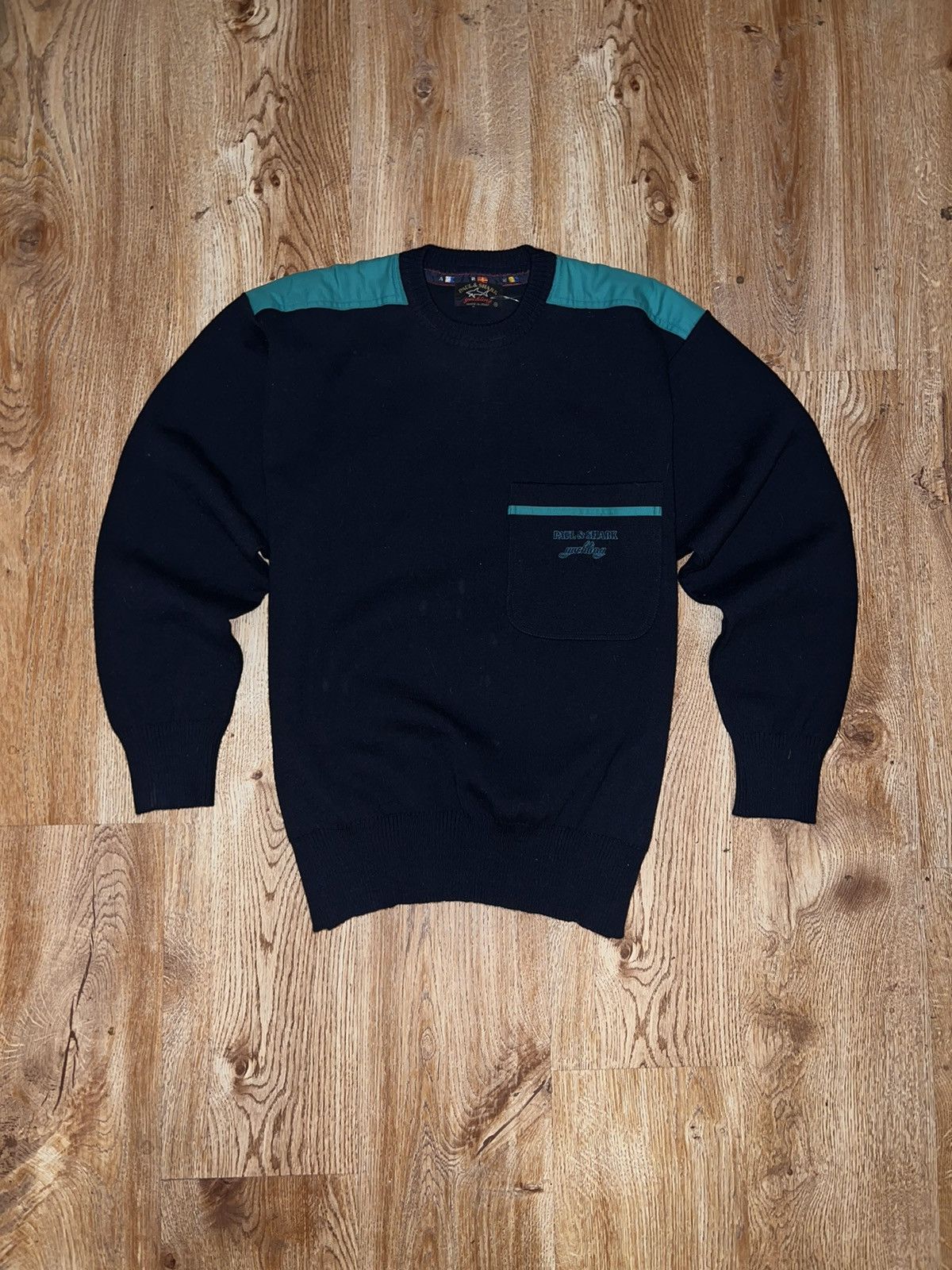 Paul & Shark × Vintage Vintage Paul & Shark Bretagne Pure Wool Sweater V-Neck 90’s Size US M / EU 48-50 / 2 - 1 Thumbnail