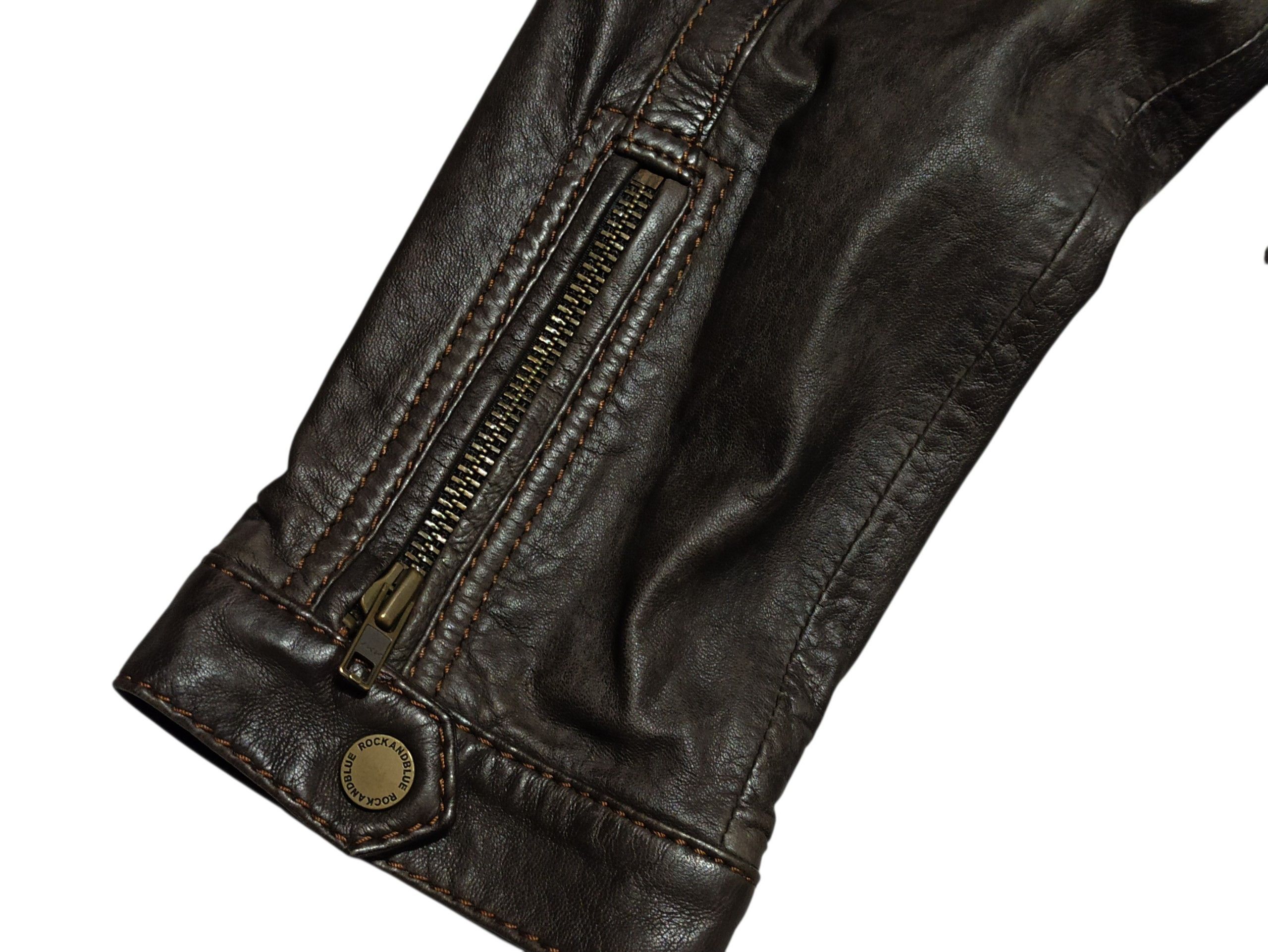Genuine Leather Rockandblue Dark Brown Genuine Sheepskin Biker Jacket Size US L / EU 52-54 / 3 - 7 Thumbnail