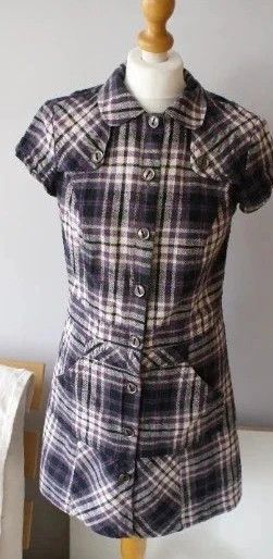 Japanese Brand Vintage Purple Plaid Mini Dress – 90s Y2K Button Up Outfit Size S / US 4 / IT 40 - 3 Thumbnail
