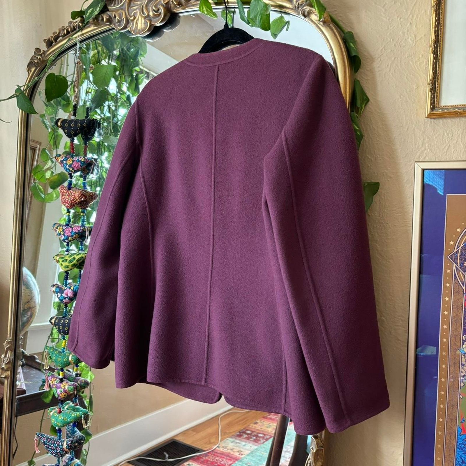 Vintage Vintage Mauve Felt Collarless Coat Eclectic Grandma Winter Size L / US 10 / IT 46 - 7 Thumbnail