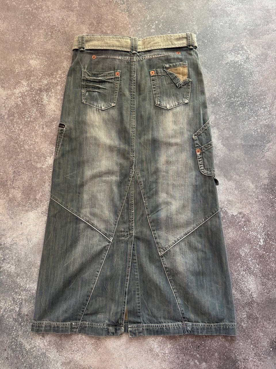 20471120 × If Six Was Nine Amazing Y2K Washed Multipocket Cargo Denim Midi Skirt Size 30" / US 8 / IT 44 - 10 Thumbnail