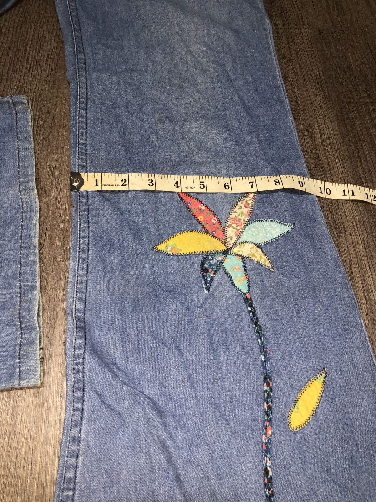 Hysteric Glamour × Vintage Vintage Miss Texwood Flared Jeans Flower Patches Design Size 29" - 24 Thumbnail