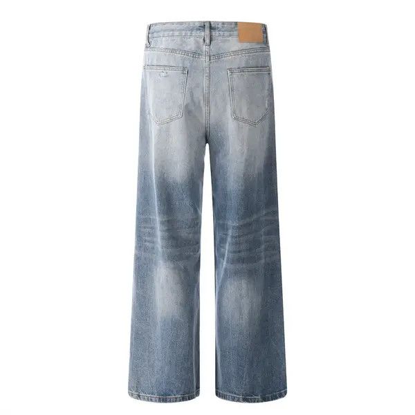 Japanese Brand Aya Men's American loose straight washed distressed jeans Size US 32 / EU 48 - 3 Thumbnail