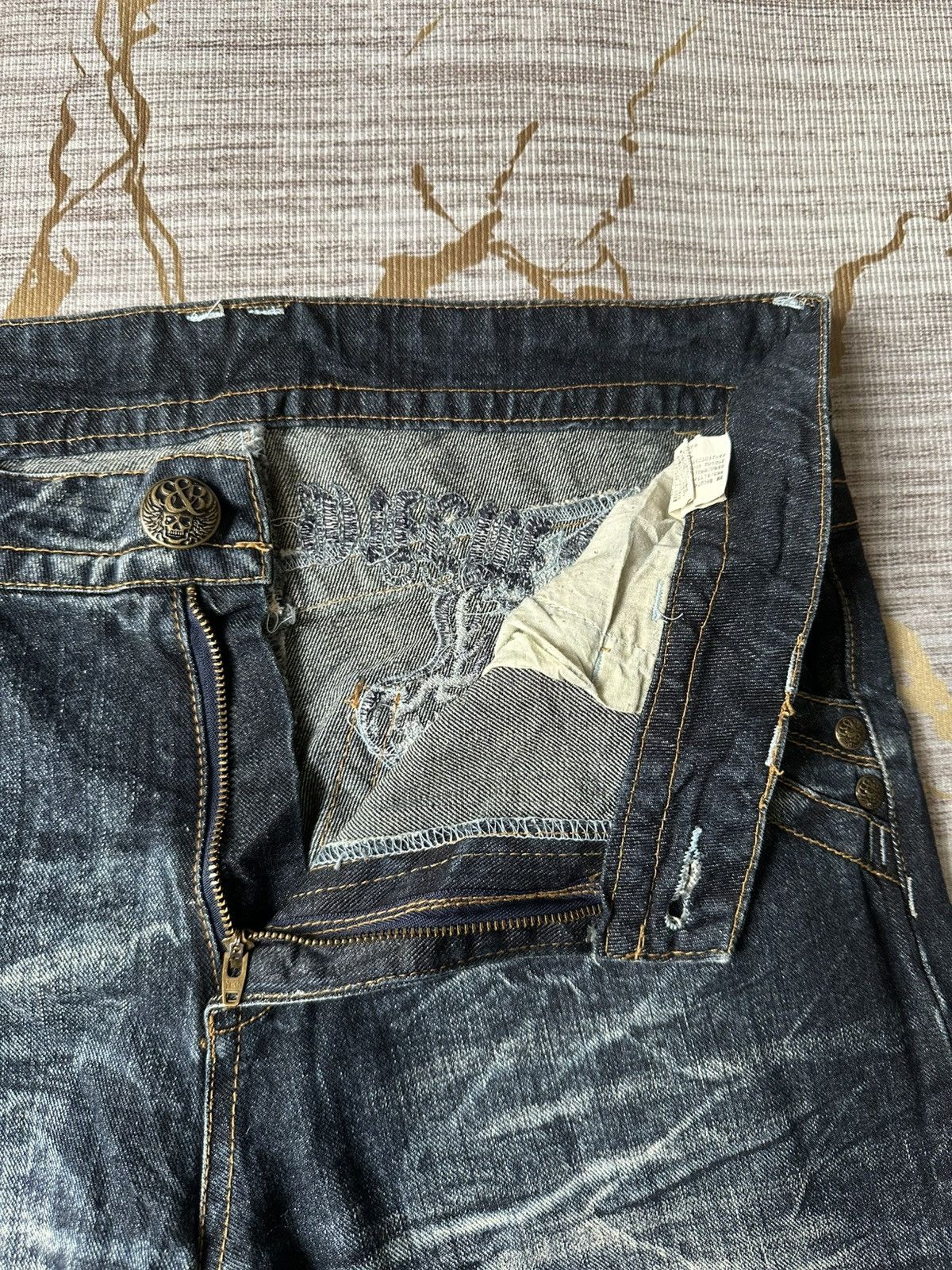 Japanese Brand FLARE Sky Bomber Claw Marks Design Denim Size US 34 / EU 50 - 21 Thumbnail