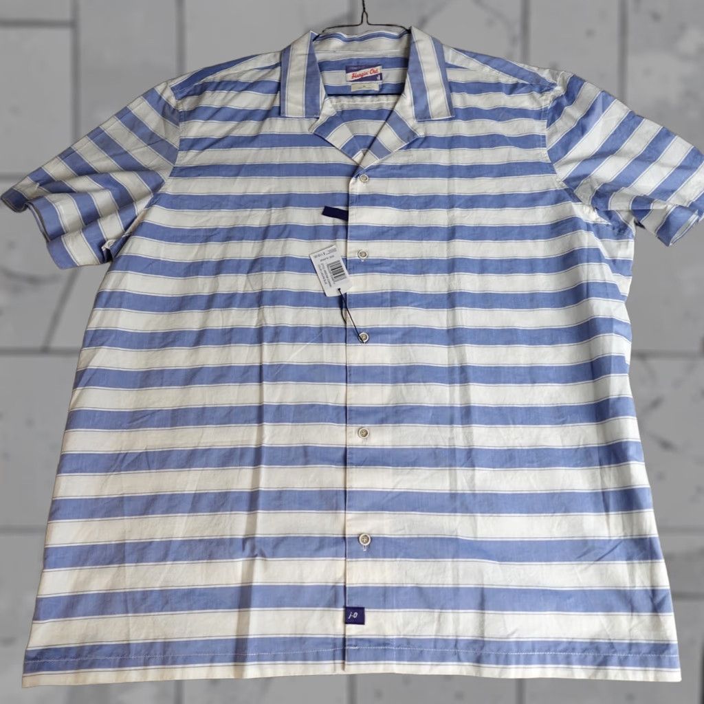 johnnie-O VINTAGE Johnnie-O Shirt XL Blue Striped Short Sleeve Camp Cabana NEW Size US XL / EU 56 / 4 - 1 Thumbnail