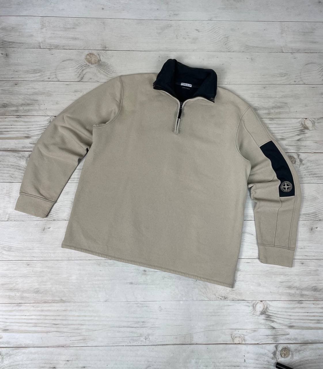 Pre-owned Stone Island Vintage  1/4 Zip Sweatshirt 2003 In Sand