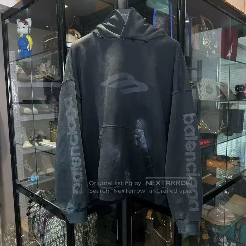 Balenciaga Balenciaga 3B Splatter Washed Hooded Sweatshirt Size US M / EU 48-50 / 2 - 2 Thumbnail