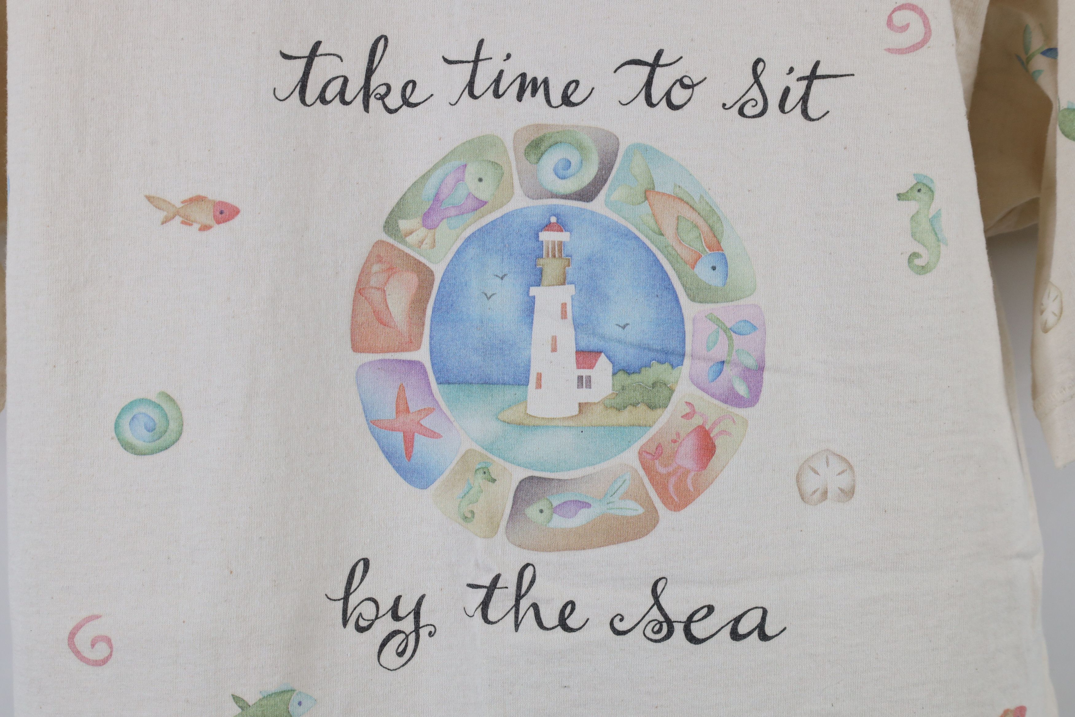 Vintage Vintage 90s Streetwear Take Time To Sit By The Sea T-Shirt Size L / US 10 / IT 46 - 4 Thumbnail